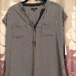 My Michelle Black and White Striped Blouse